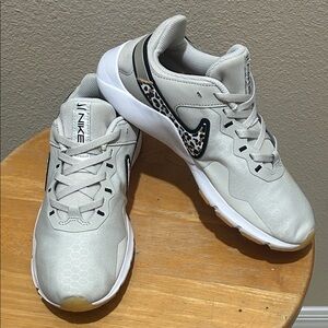 Nike Gray Athletic Shoes with Leopard Print